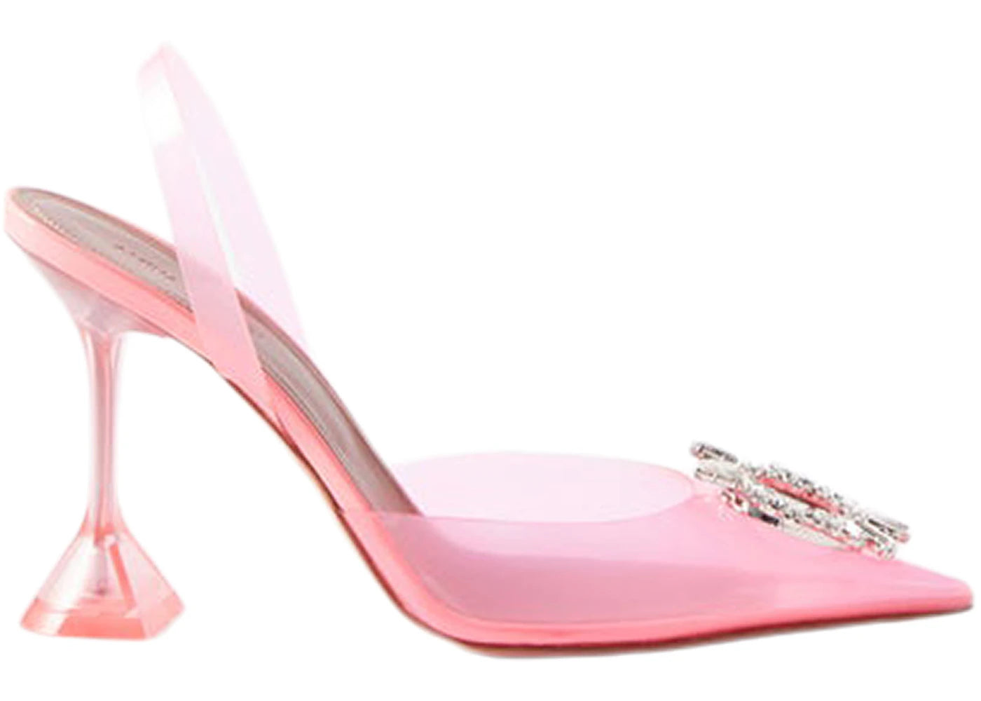 Amina Muaddi Begum 95mm Glass PVC Sling Bubble Pink