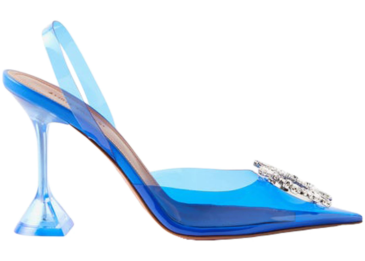 Amina Muaddi Begum 95mm Glass PVC Sling Electric Blue