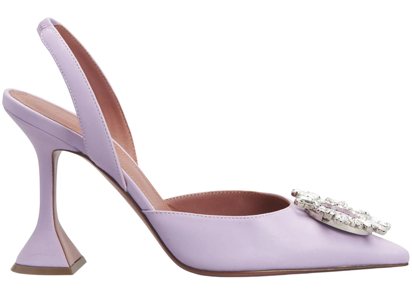 Amina Muaddi Begum 95mm Leather Sling Lilac