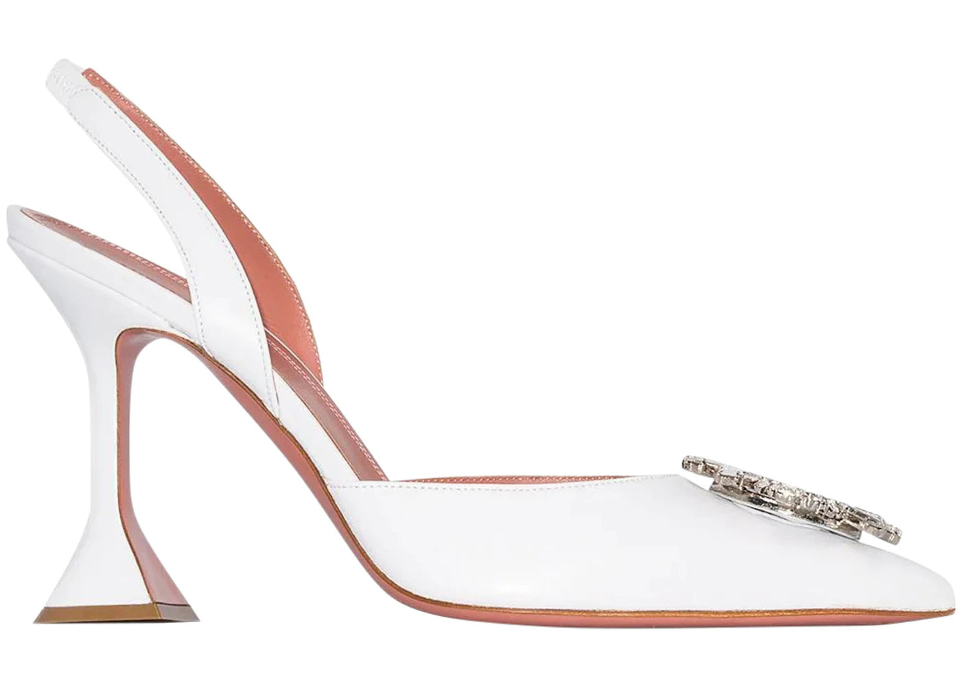 Amina Muaddi Begum 95mm Leather Sling White