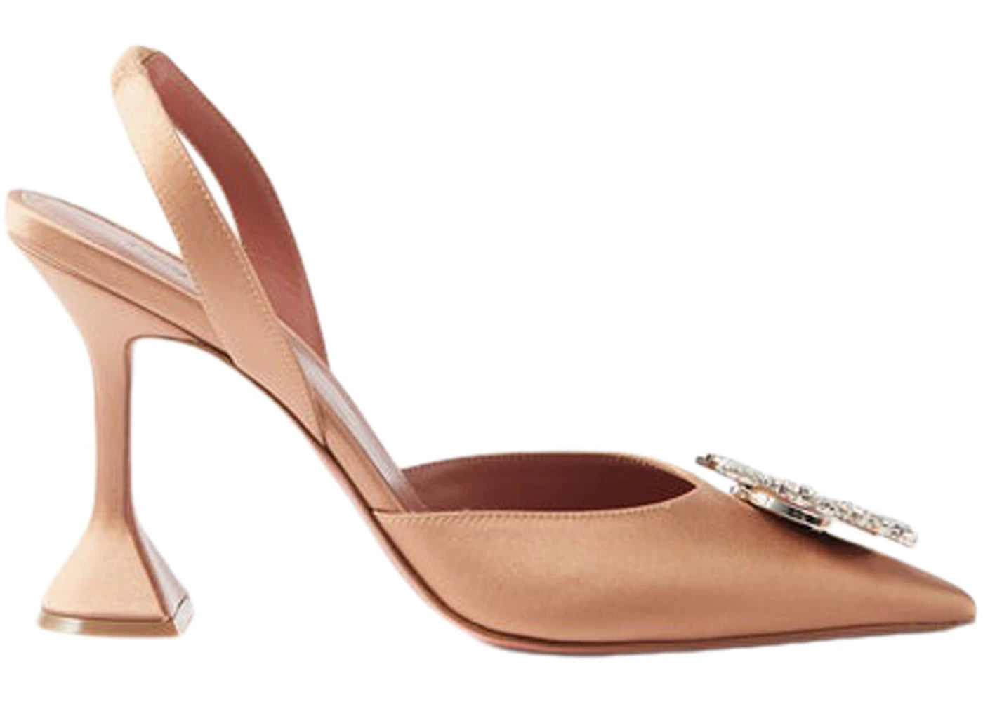 Amina Muaddi Begum 95mm Satin Sling Nude