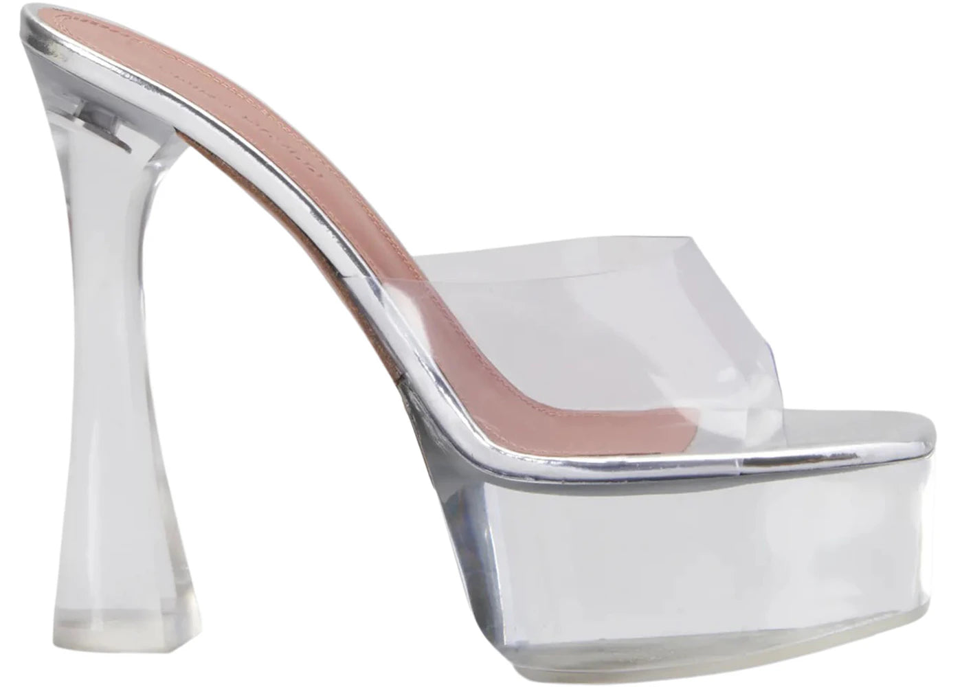 Amina Muaddi Dalida 140mm Glass PVC Platform Slide Sandal Transparent