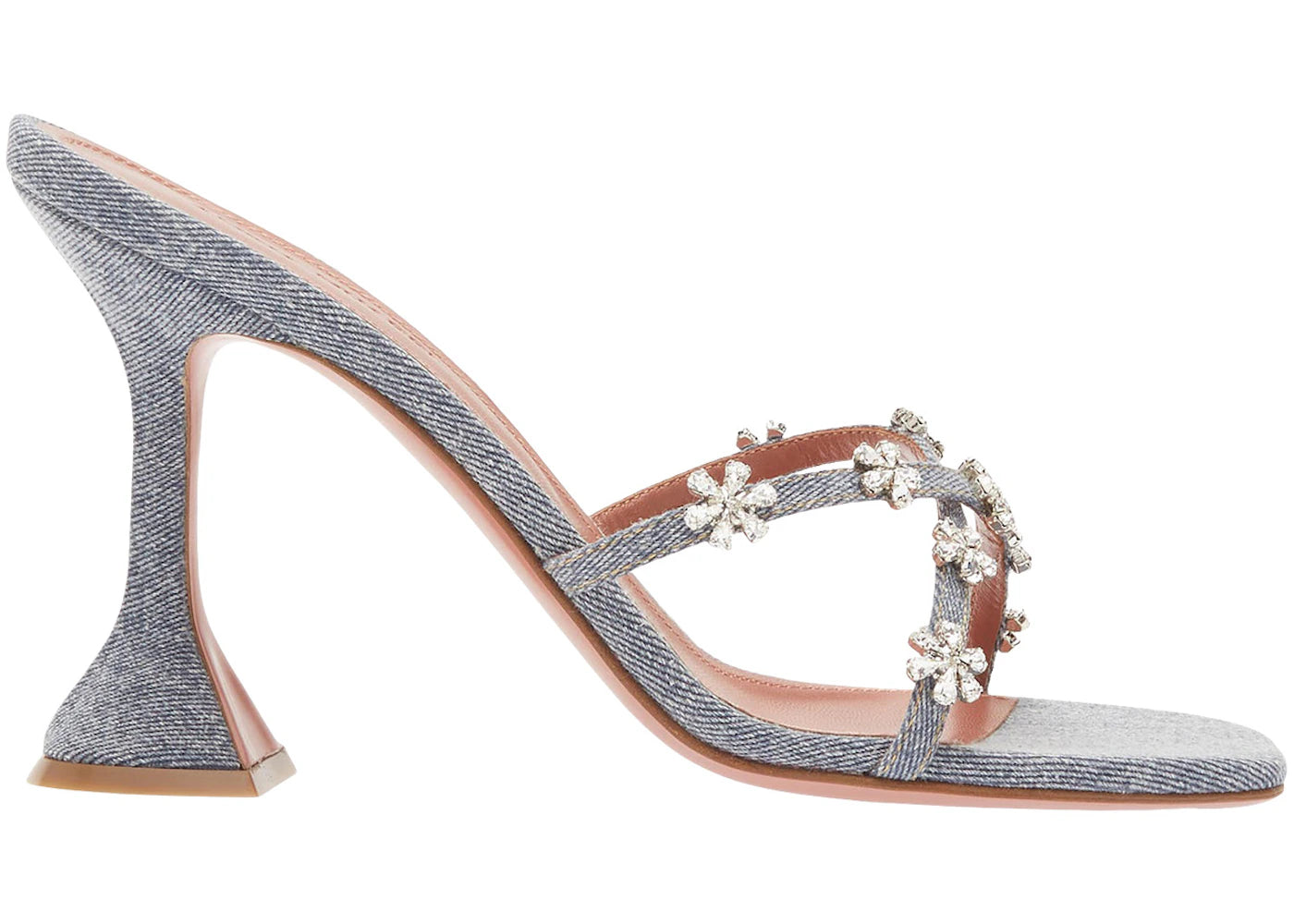 Amina Muaddi Lily 100 mm Slipper Mule Demin