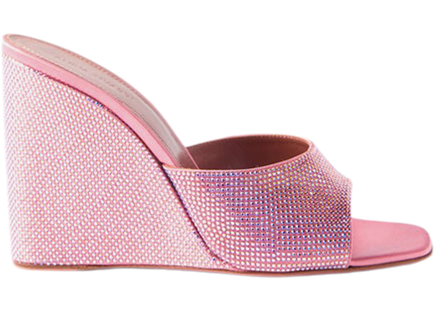 Amina Muaddi Lupita 95mm Crystal Wedge Peach Satin & Rose Peach Crystals