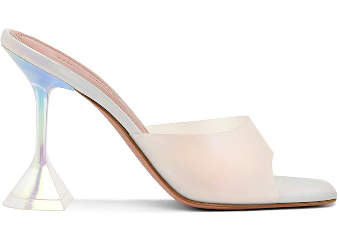 Amina Muaddi Lupita 95mm Glass PVC Slide Sandal Hologram