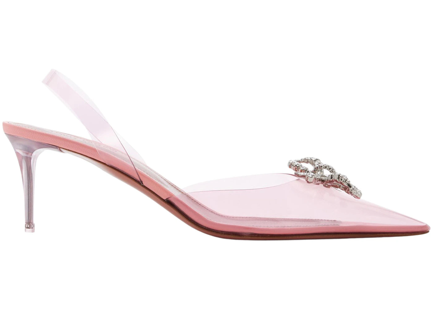 Amina Muaddi Rosie 60mm Glass PVC Sling Baby Pink