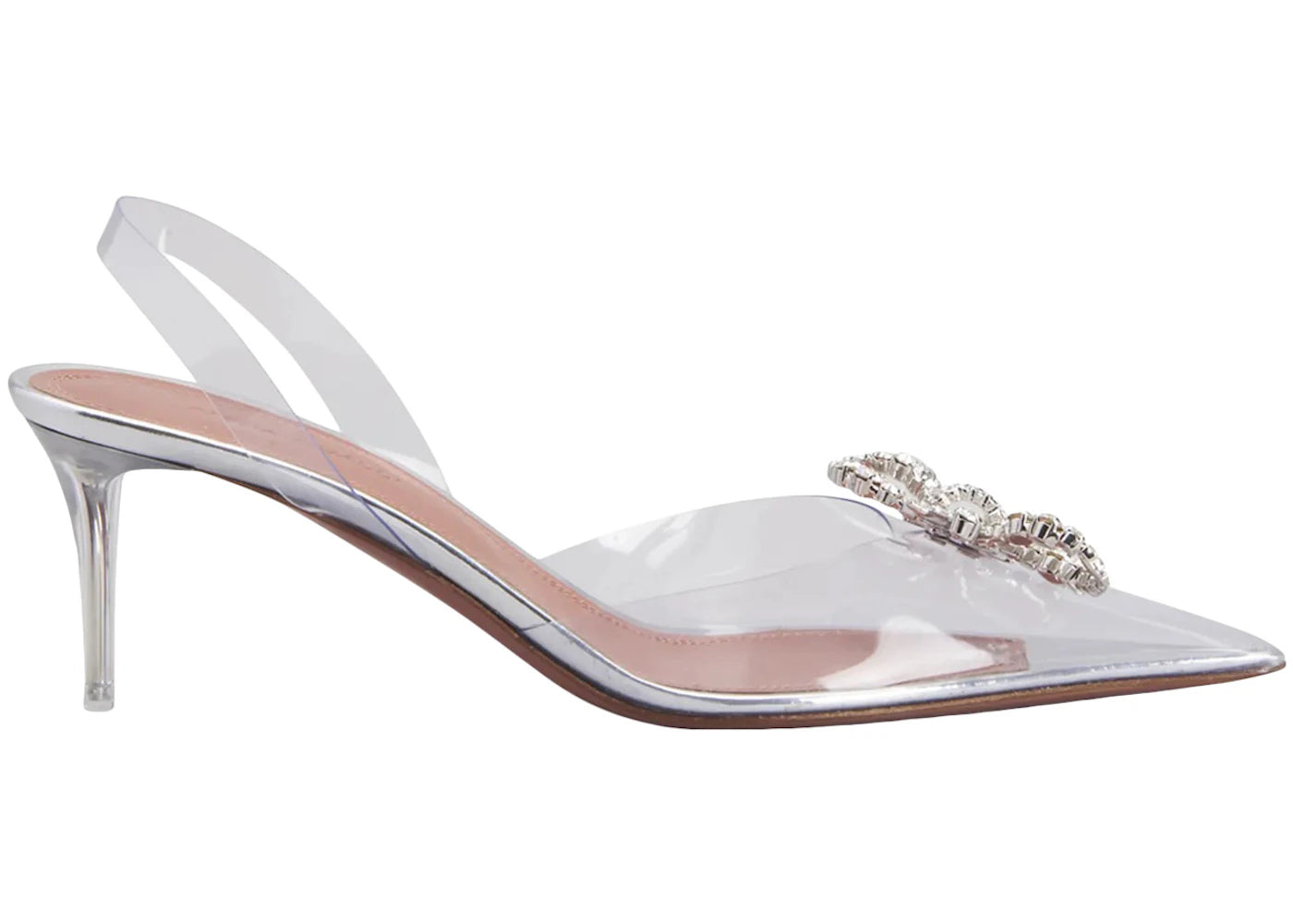 Amina Muaddi Rosie 60mm Glass PVC Sling Transparent