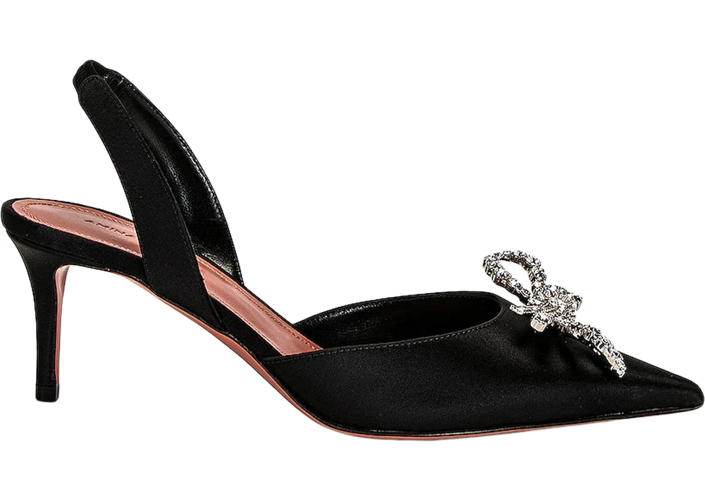 Amina Muaddi Rosie 60mm Satin Sling Black