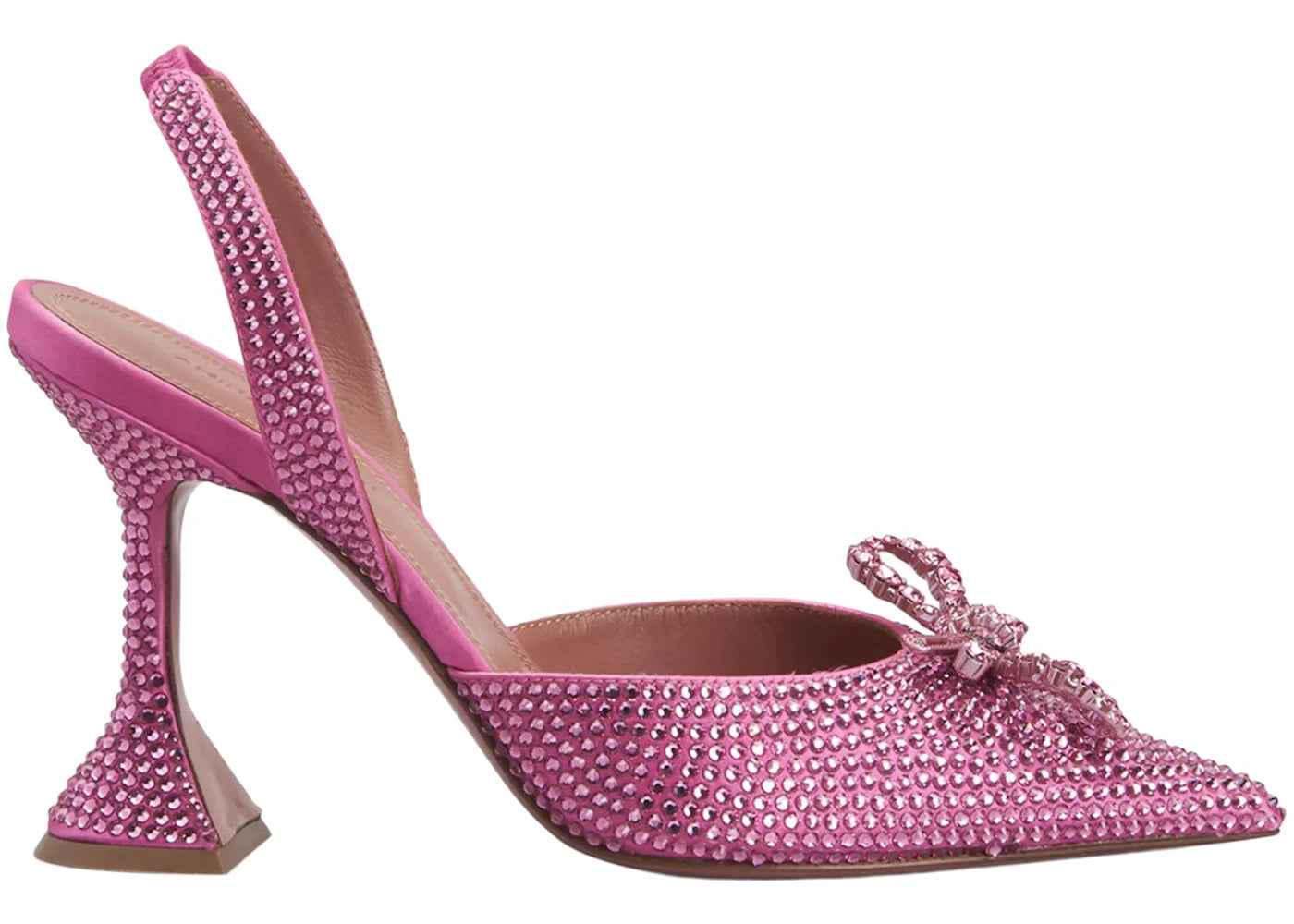 Amina Muaddi Rosie 95mm Crystal Sling Rose Satin & Rose Crystals