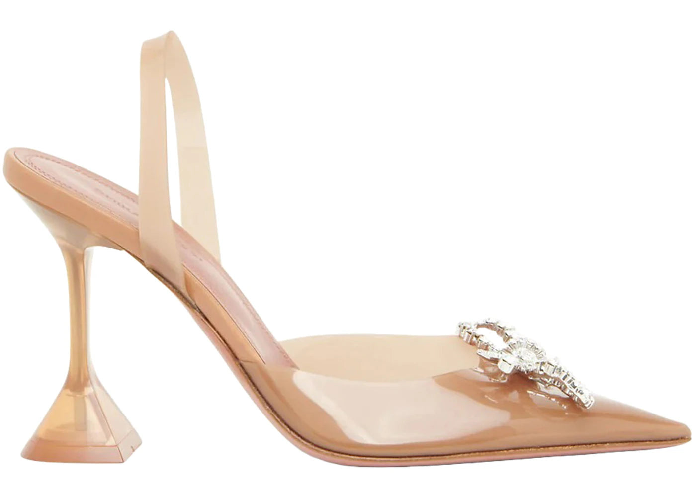 Amina Muaddi Rosie 95mm Glass PVC Sling Tan