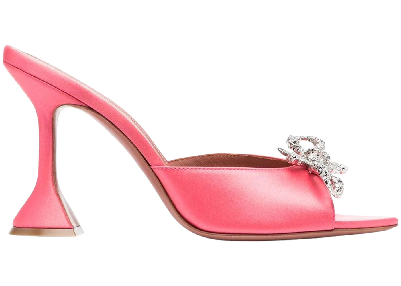 Amina Muaddi Rosie 95mm Satin Slide Sandal Bubble Pink