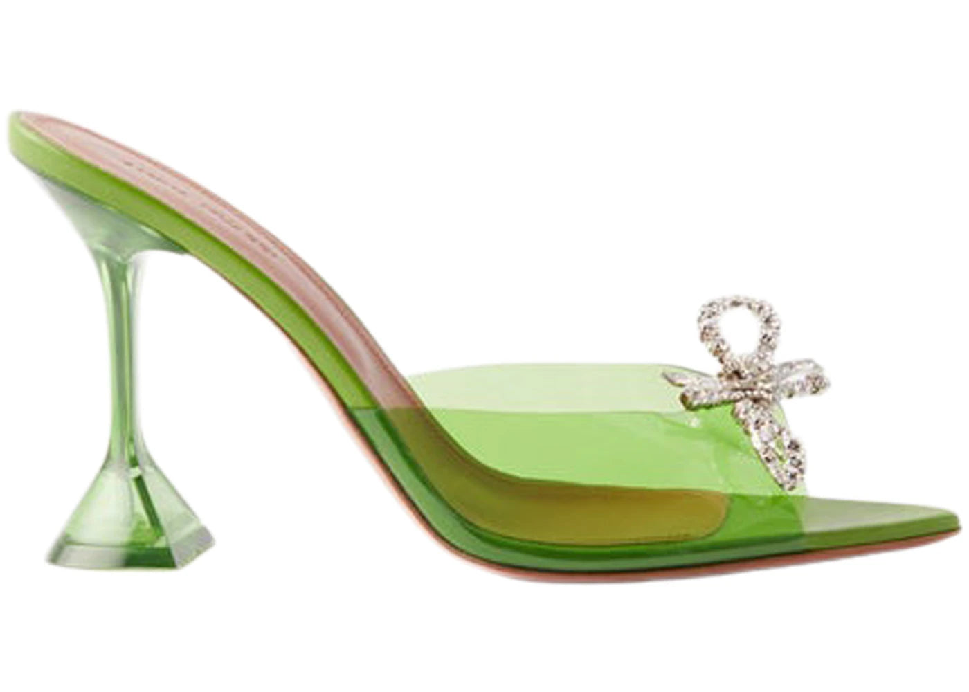 Amina Muaddi Rosie 95mm Glass PVC Slide Sandal Jungle Green
