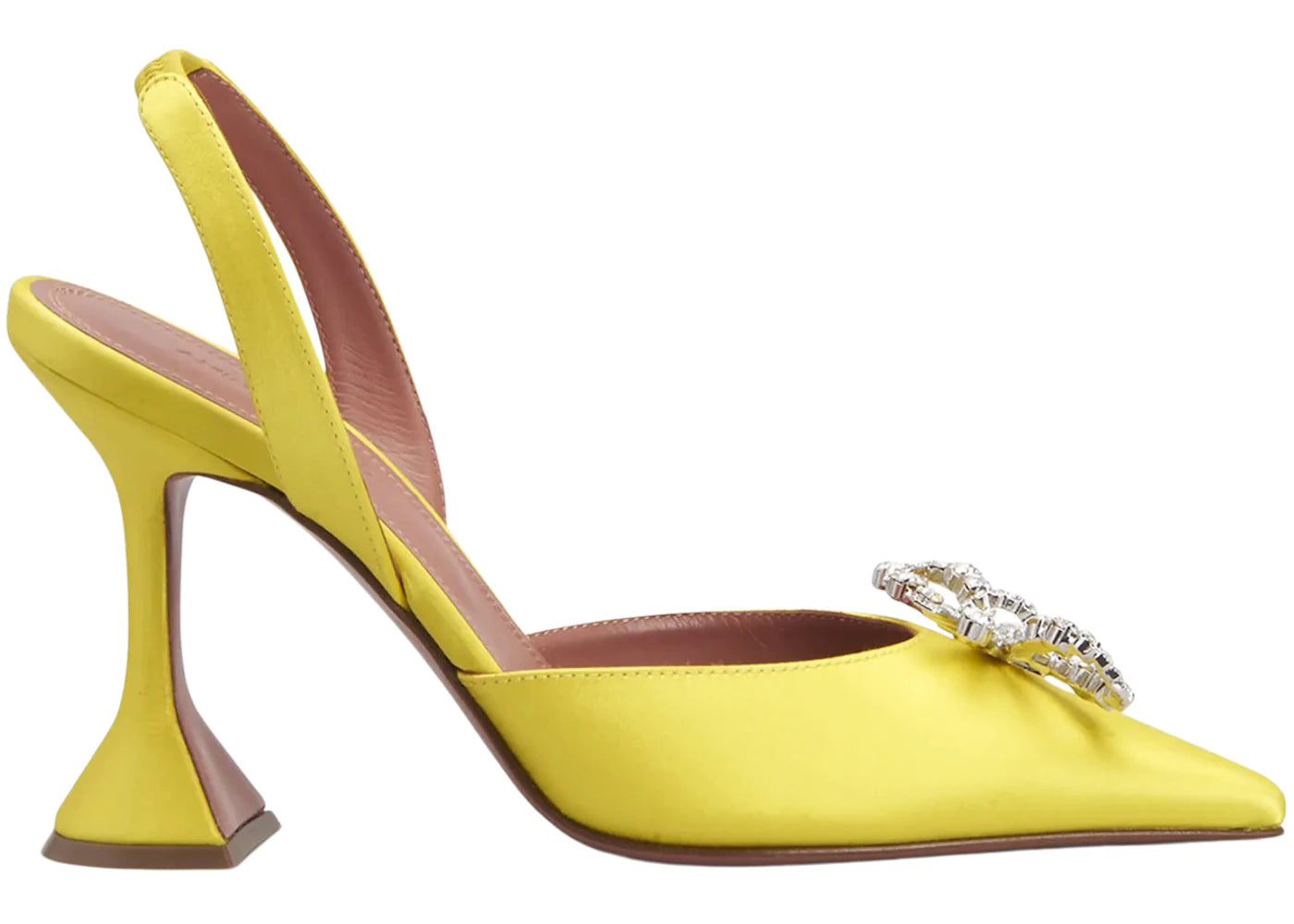 Amina Muaddi Rosie 95mm Satin Sling Yellow
