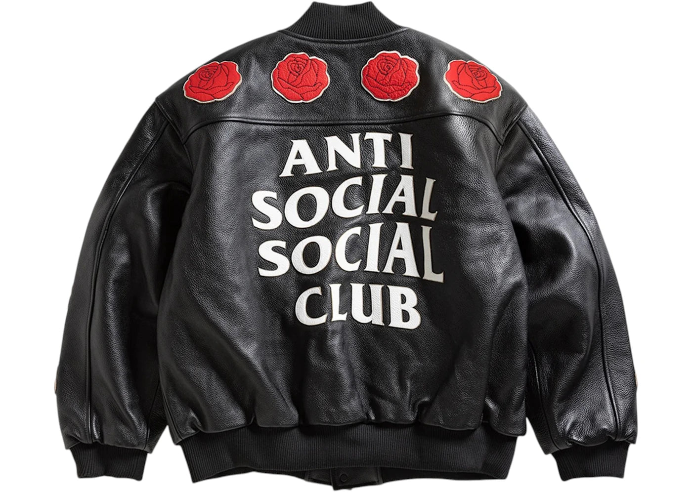 Anti Social Social Club Petal To The Metal Leather Varsity Jacket Black