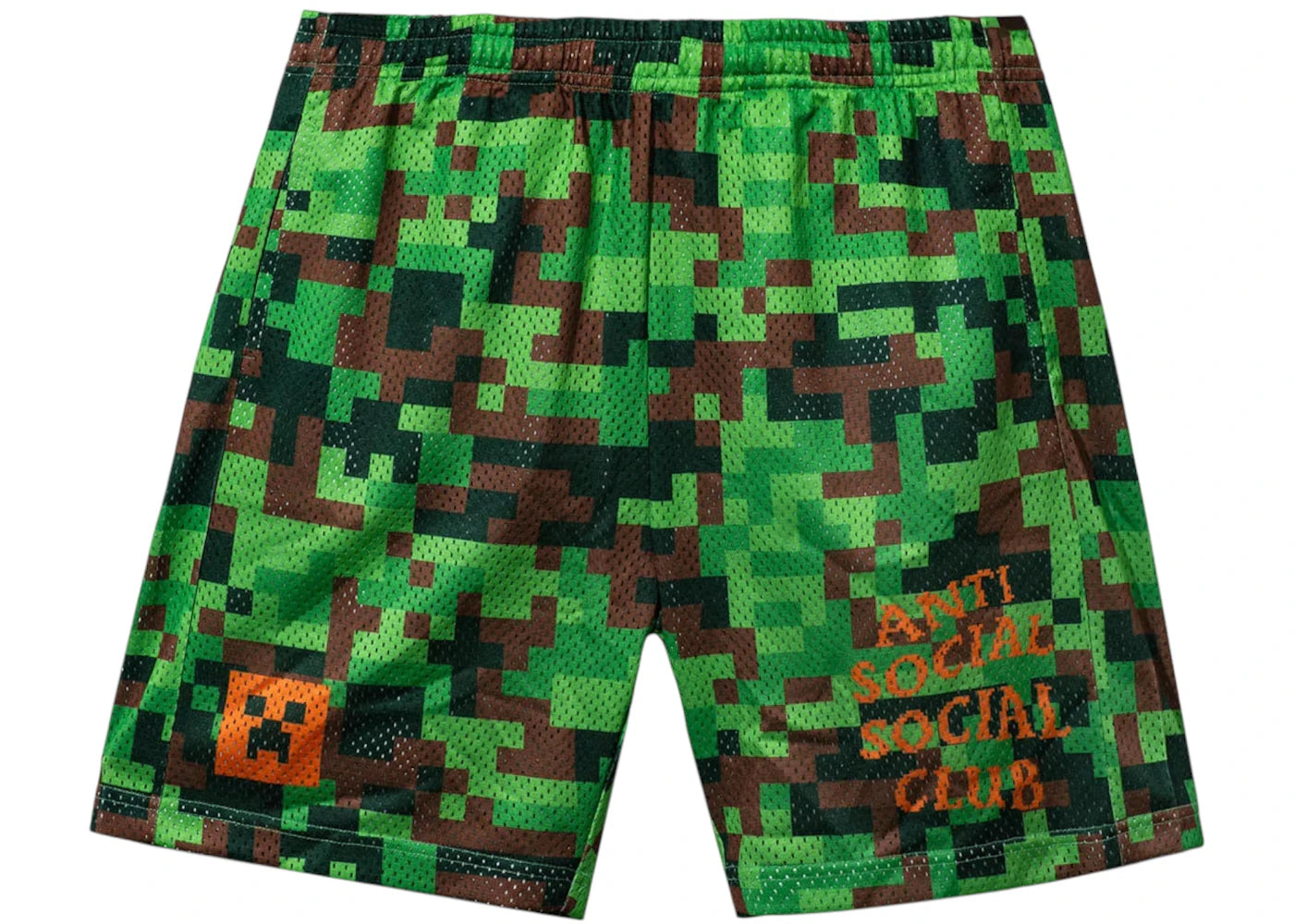 Anti Social Social Club x Minecraft Pixel Camo Mesh Basketball Shorts Green