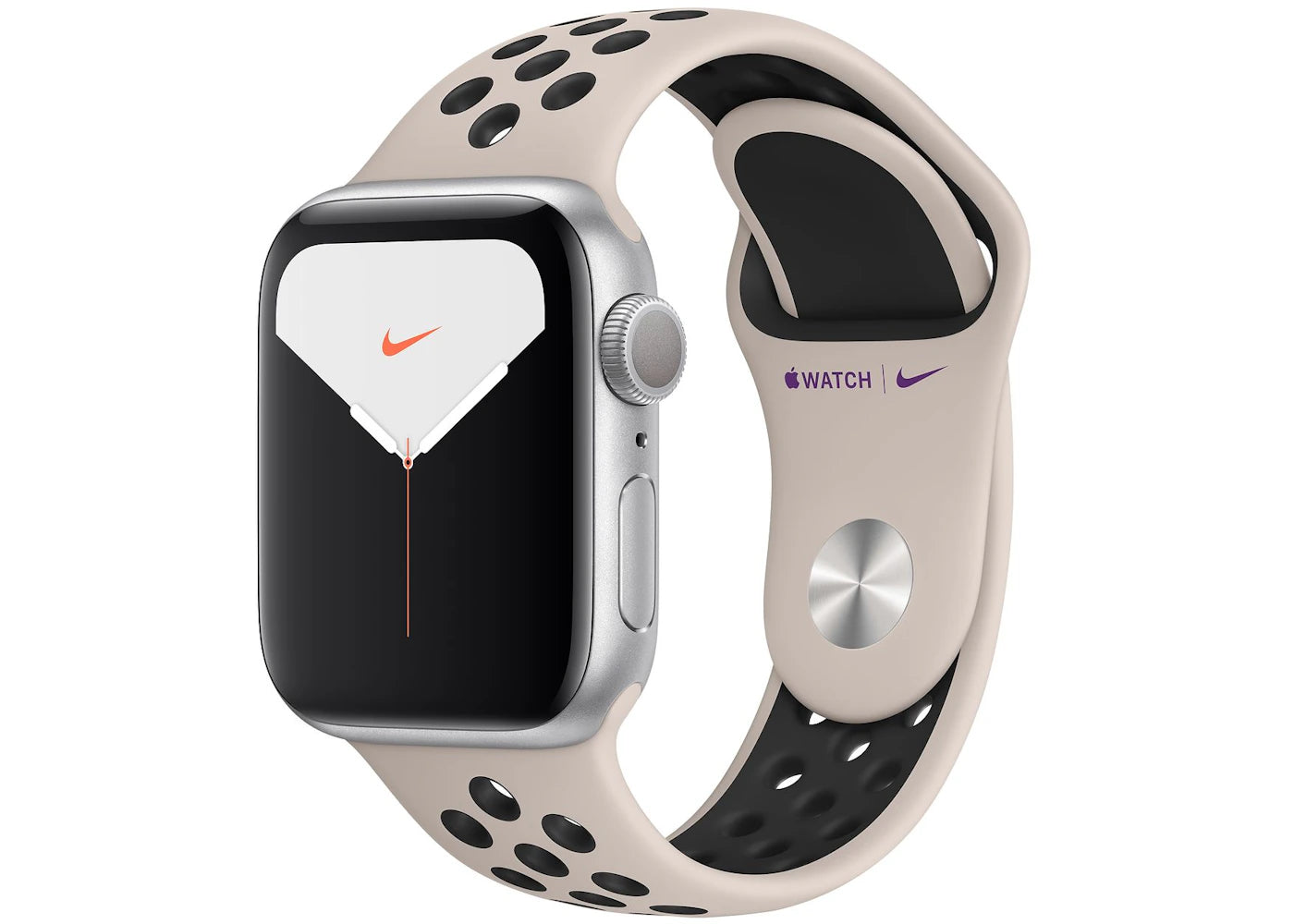 Apple Watch Nike Series 5 GPS 40mm Silver Aluminum with Desert Sand Black Band A2092