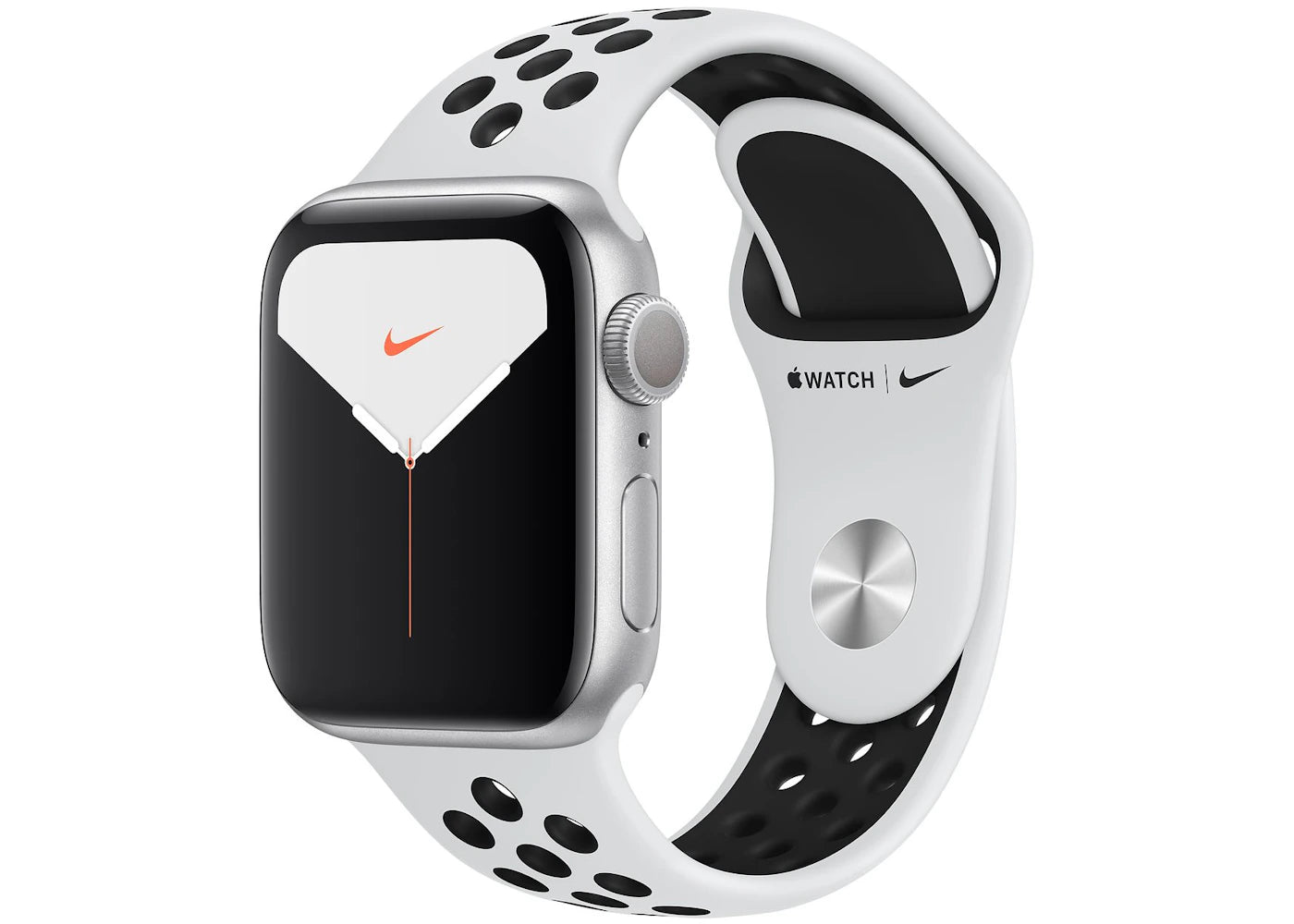 Apple Watch Nike Series 5 GPS 40mm Silver Aluminum with Pure Platinum Black Band A2092