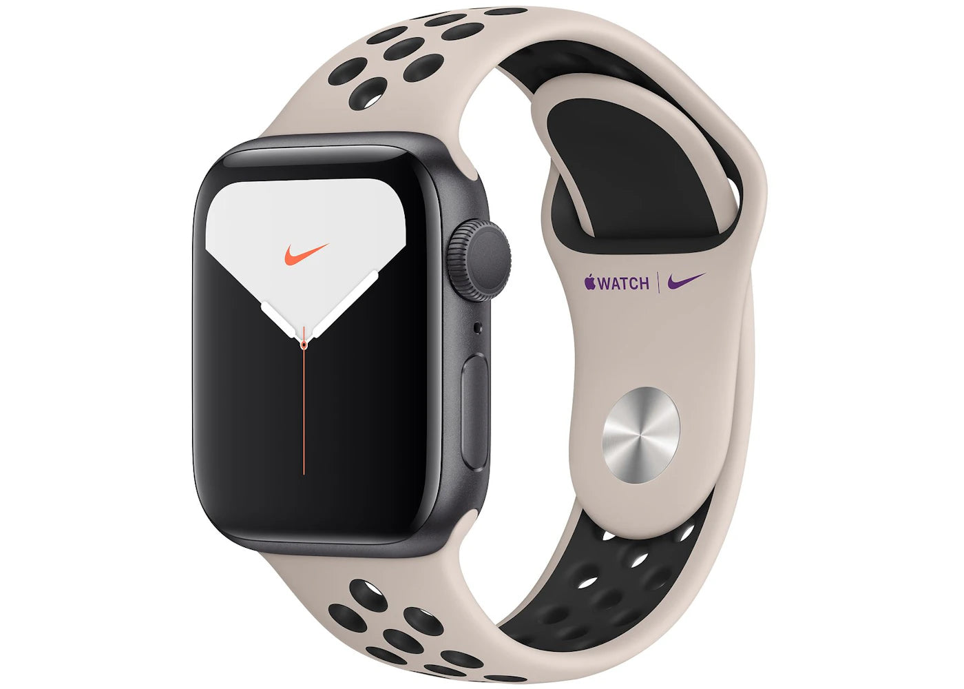 Apple Watch Nike Series 5 GPS 40mm Space Gray Aluminum with Desert Sand Black Band A2092
