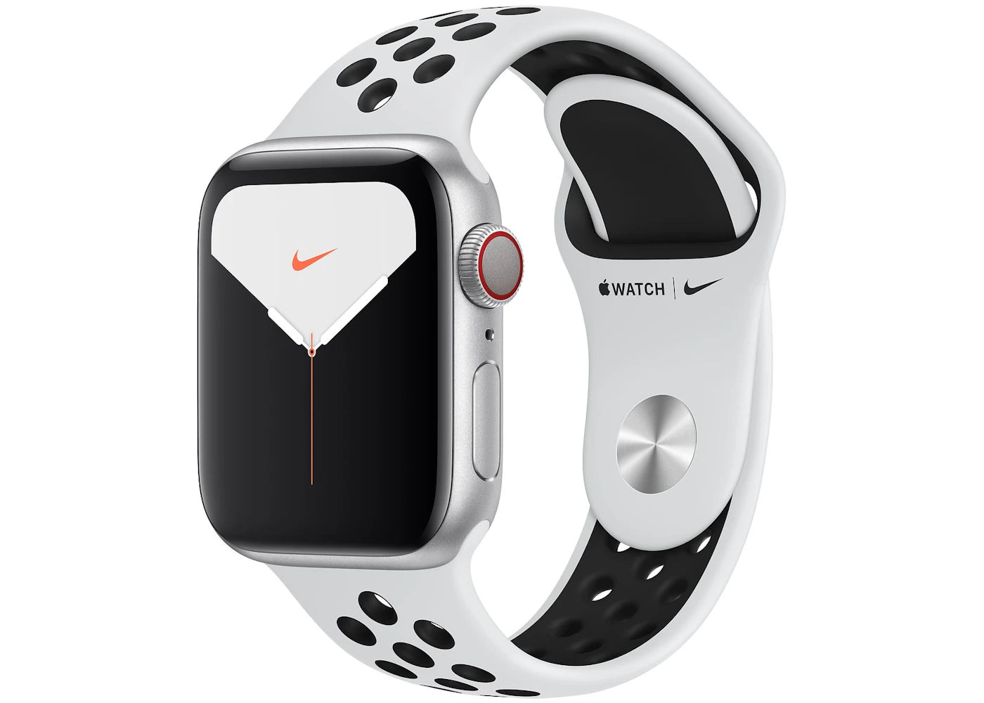 Apple Watch Nike Series 5 GPS + Cellular 40mm Silver Aluminum with Pure Platinum Black Band A2094