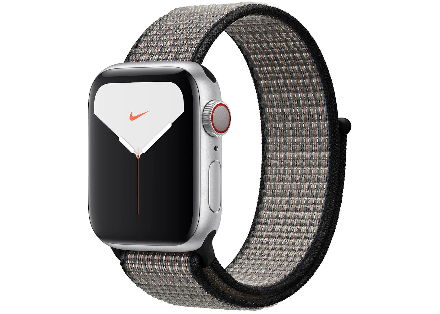 Apple Watch Nike Series 5 GPS + Cellular 40mm Silver Aluminum with Royal Pulse Lava Glow Loop A2094
