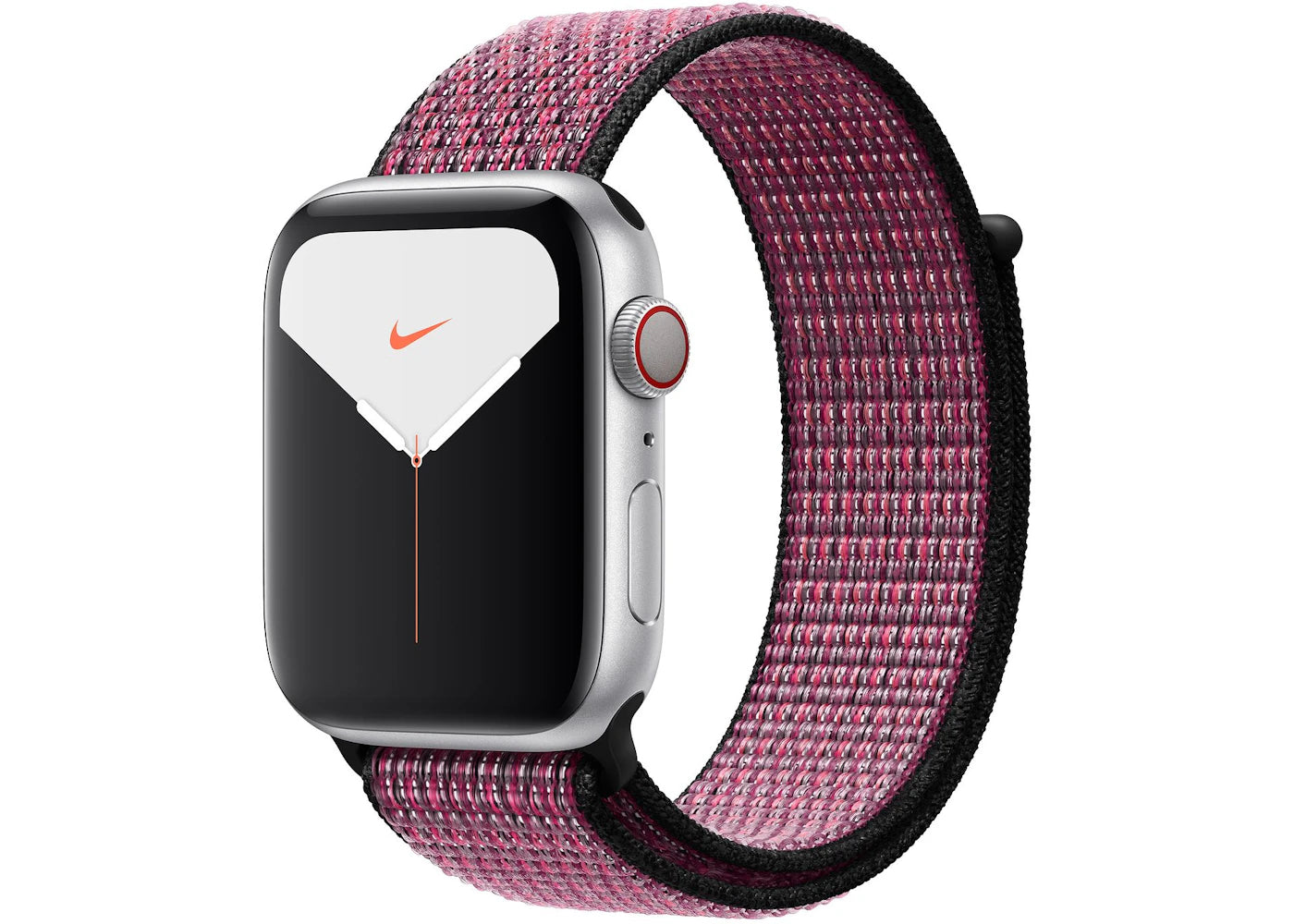 Apple Watch Nike Series 5 GPS + Cellular 44mm Silver Aluminum with Pink Blast True Berry Loop A2095