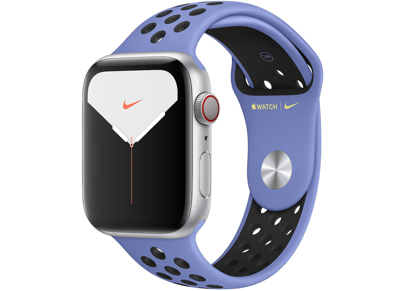 Apple Watch Nike Series 5 GPS + Cellular 44mm Silver Aluminum with Royal Pulse Black Band A2095