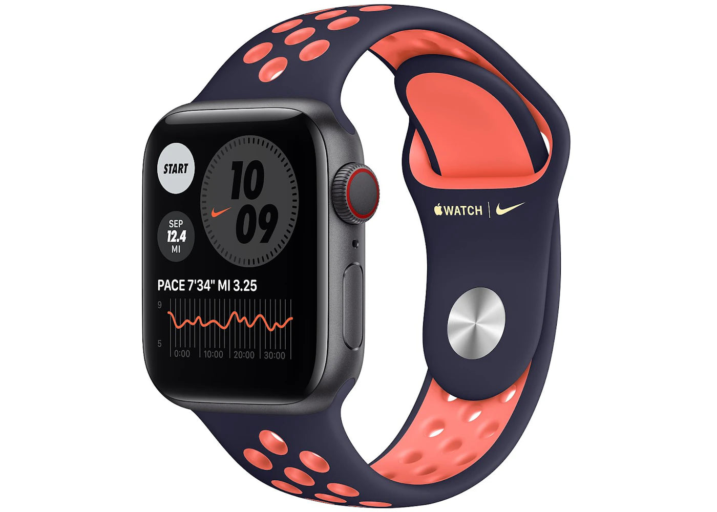 Apple Watch Nike Series 6 GPS + Cellular 40mm Space Gray Aluminum with Blue Black Mango Sport Band A2293