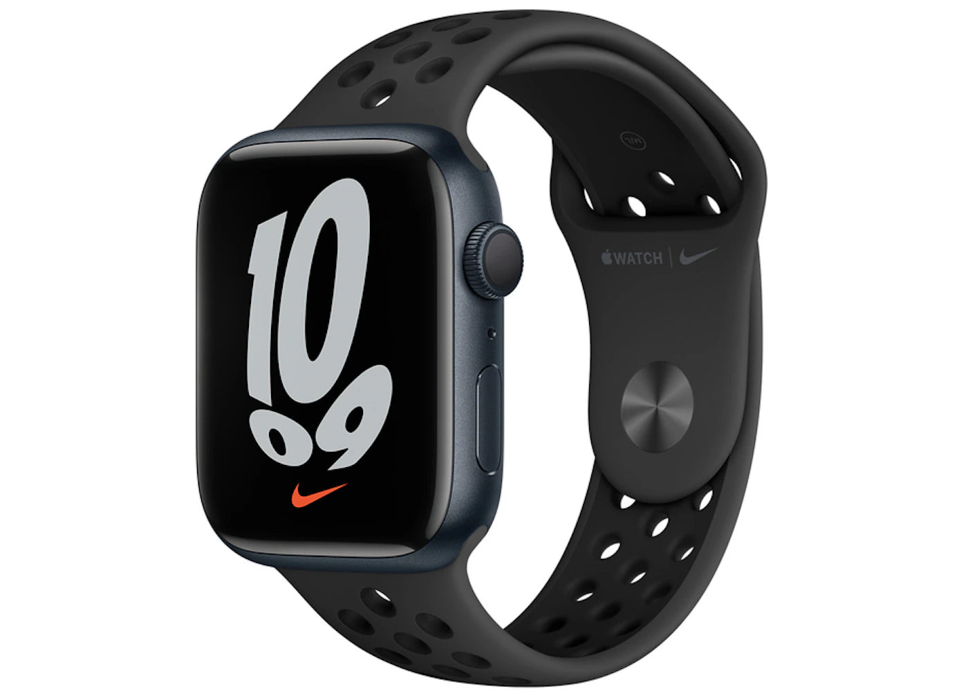 Apple Watch Nike Series 7 GPS 45mm Midnight Aluminum with Nike Black Sport Band A2474