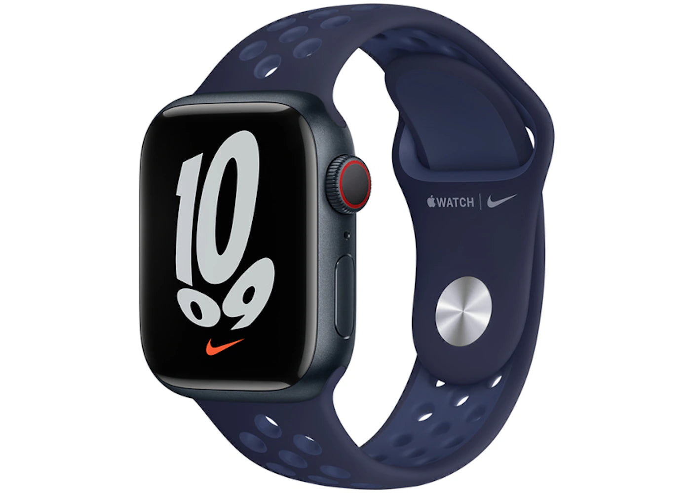 Apple Watch Nike Series 7 GPS + Cellular 41mm Midnight Aluminum with Nike Navy Sport Band A2475