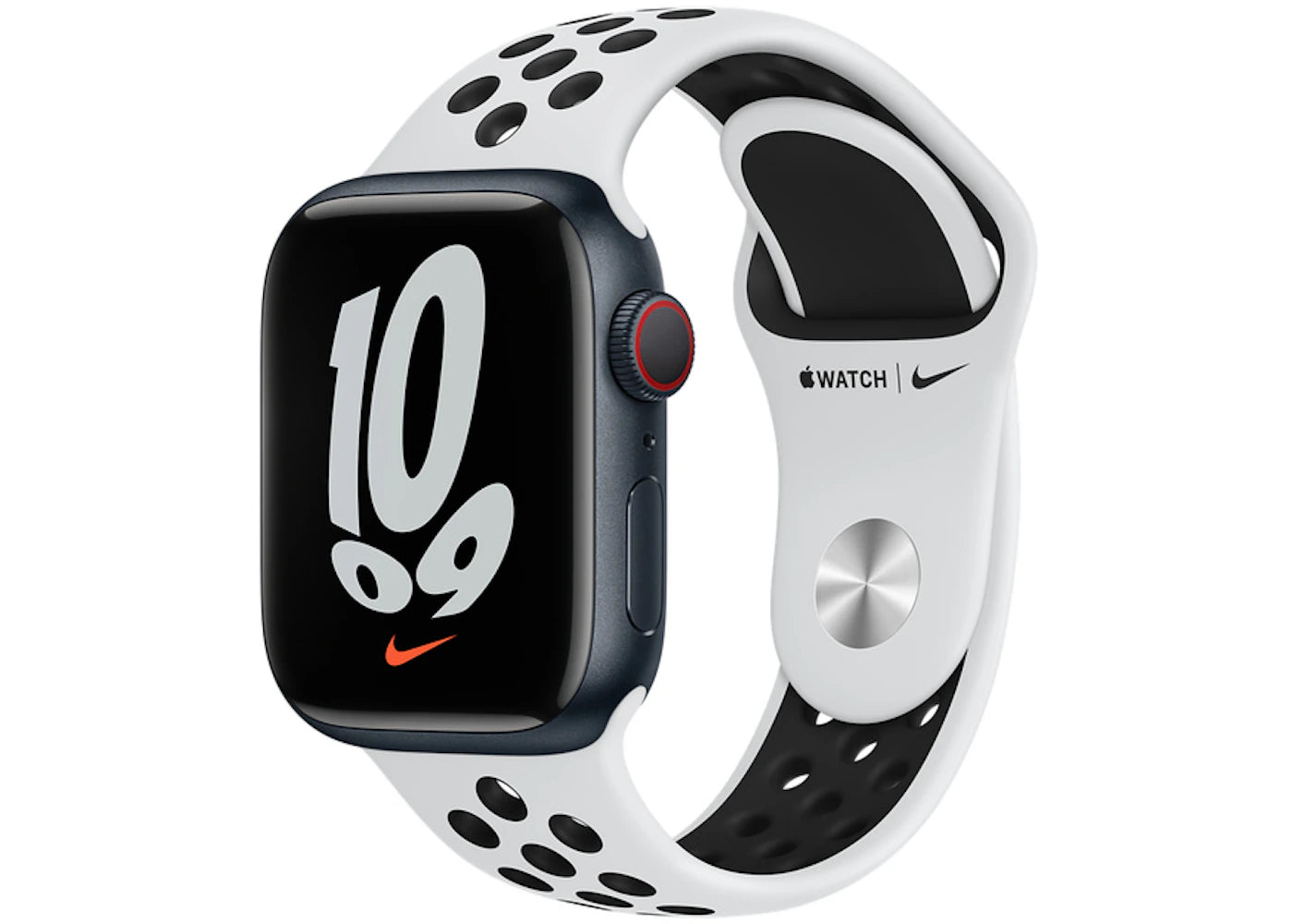 Apple Watch Nike Series 7 GPS + Cellular 41mm Midnight Aluminum with Nike Pure Plantium/Black Sport Band A2475