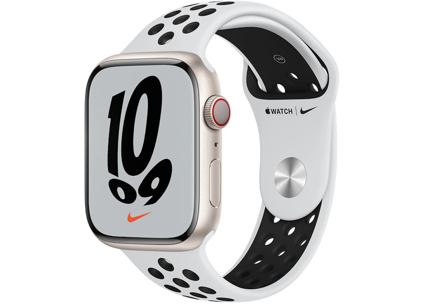 Apple Watch Nike Series 7 GPS + Cellular 45mm Starlight Aluminum with Nike Pure Plantium/Black Sport Band A2477