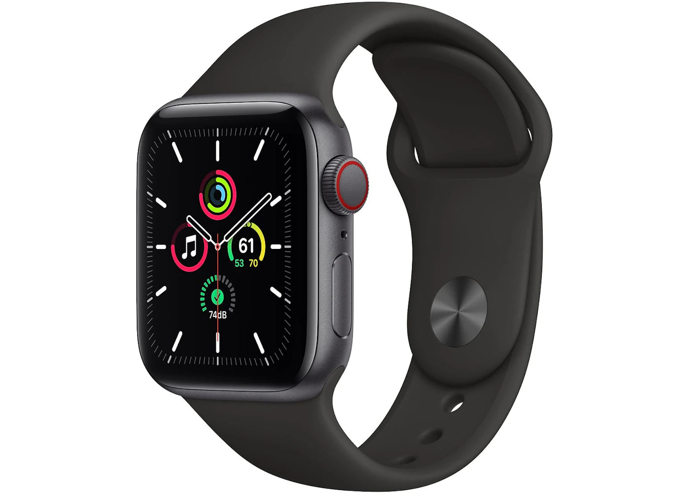 Apple Watch SE GPS + Cellular 40mm Space Gray Aluminum with Black Sport Band A2353