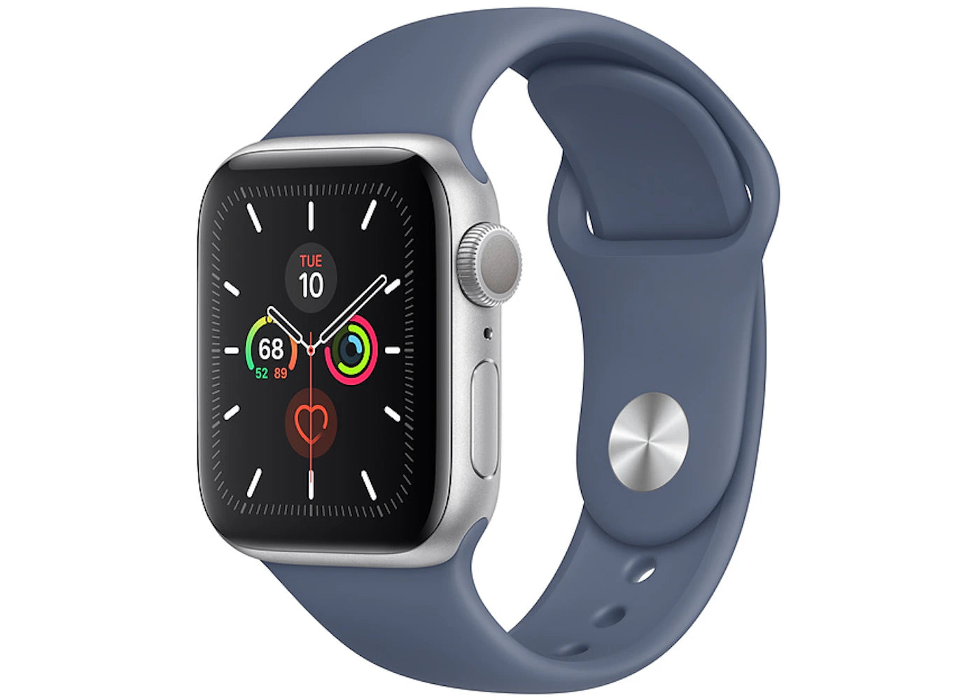 Apple Watch Series 5 GPS 40mm Silver Aluminum with Alaskan Blue Sport Band A2092