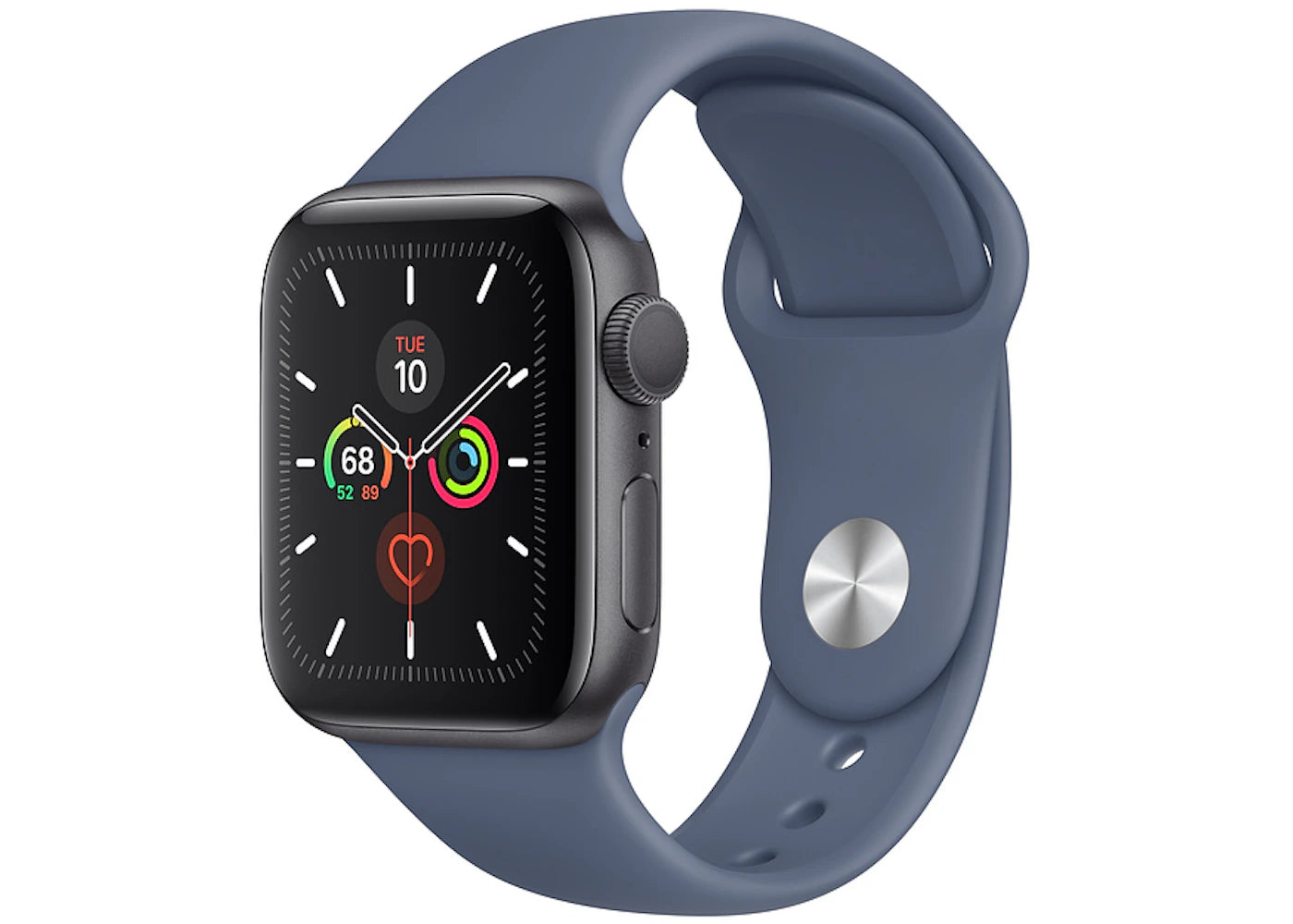 Apple Watch Series 5 GPS 40mm Space Gray Aluminum with Alaskan Blue Sport Band A2092