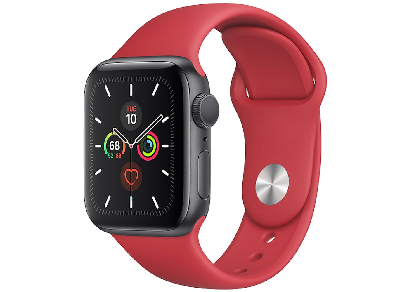 Apple Watch Series 5 GPS 40mm Space Gray Aluminum with Red Sport Band A2092