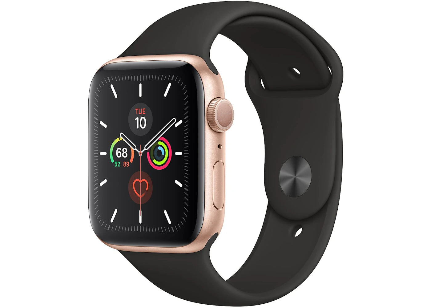 Apple Watch Series 5 GPS 44mm Gold Aluminum with Black Sport Band A2093