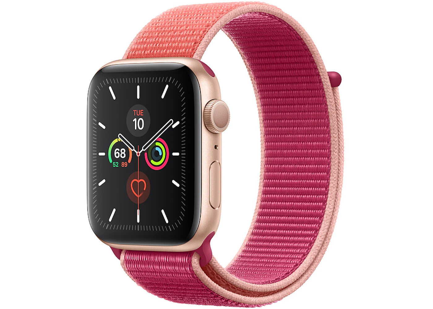 Apple Watch Series 5 GPS 44mm Gold Aluminum with Pomegranate Sport Loop A2093