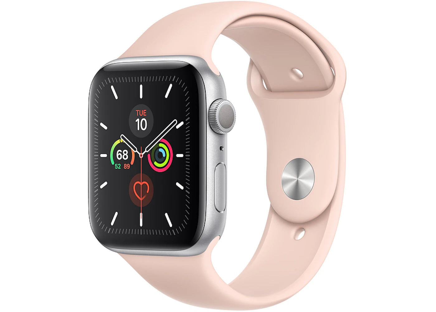 Apple Watch Series 5 GPS 44mm Silver Aluminum with Pink Sand Sport Band A2093