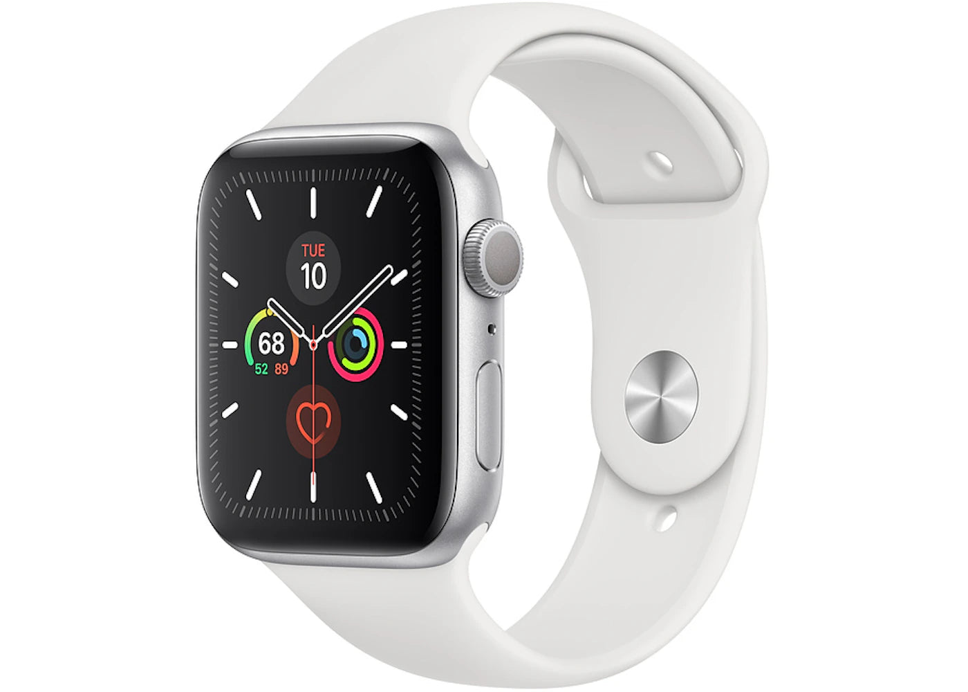 Apple Watch Series 5 GPS 44mm Silver Aluminum with White Sport Band A2093
