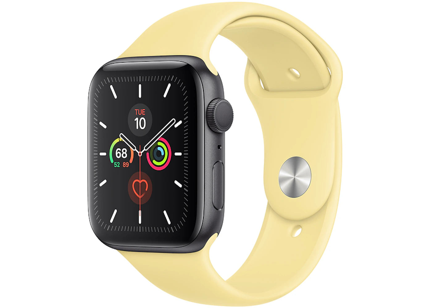 Apple Watch Series 5 GPS 44mm Space Gray Aluminum with Lemon Cream Sport Band A2093