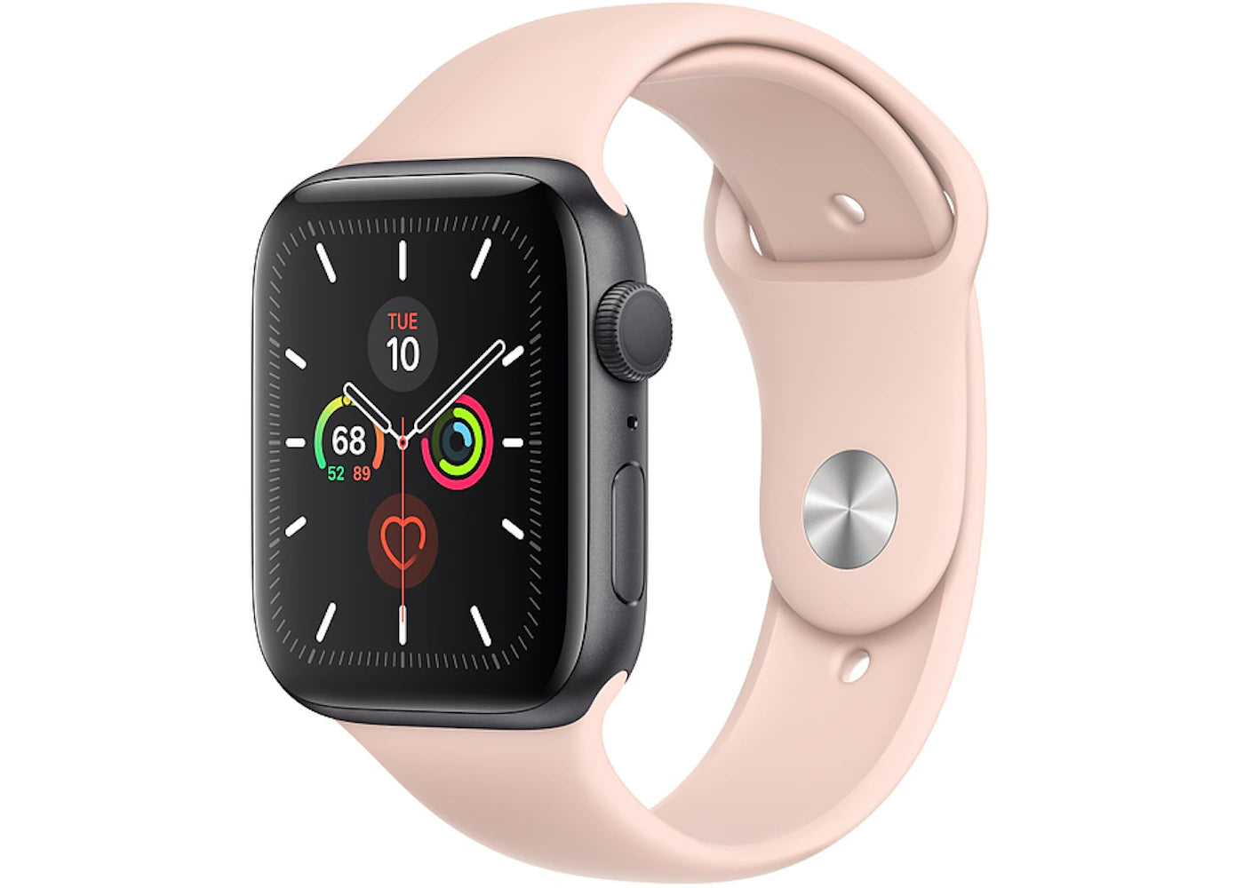 Apple Watch Series 5 GPS 44mm Space Gray Aluminum with Pink Sand Sport Band A2093