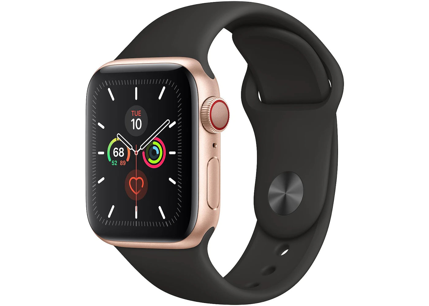 Apple Watch Series 5 GPS + Cellular 40mm Gold Aluminum with Black Sport Band A2094