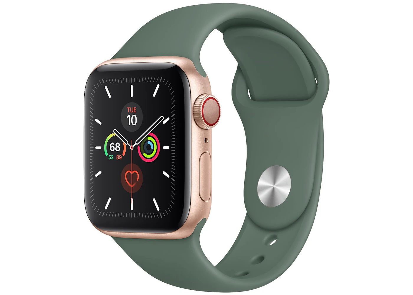 Apple Watch Series 5 GPS + Cellular 40mm Gold Aluminum with Pine Green Sport Band A2094