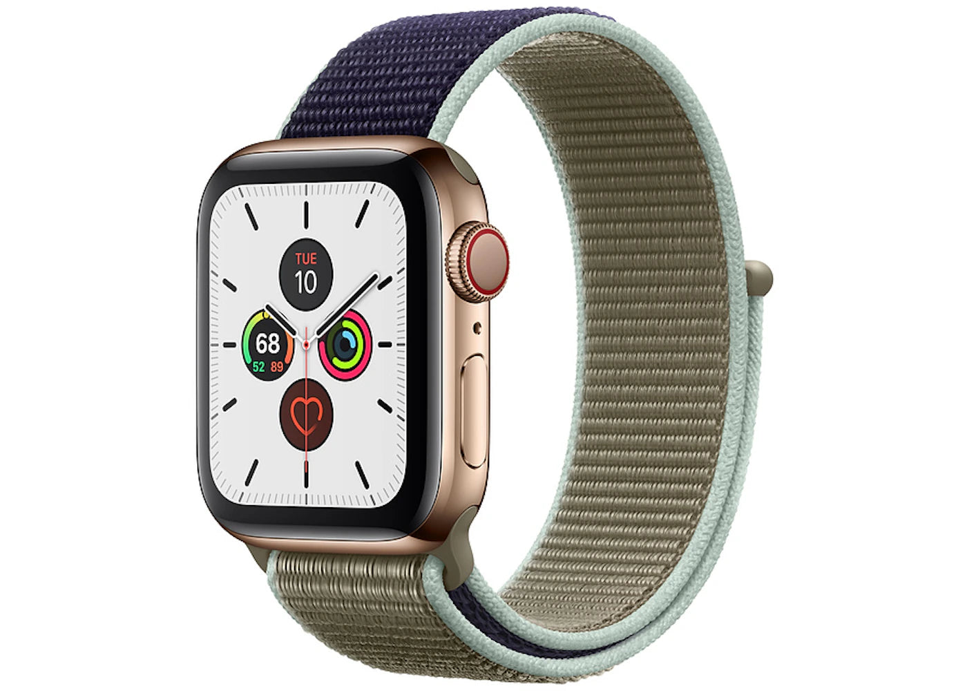 Apple Watch Series 5 GPS + Cellular 40mm Gold Stainless Steel with Khaki Sport Loop A2094