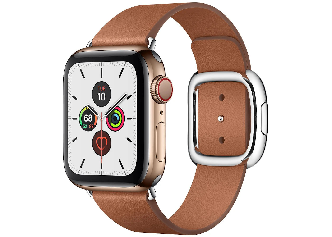 Apple Watch Series 5 GPS + Cellular 40mm Gold Stainless Steel with Saddle Brown Modern Buckle Medium A2094