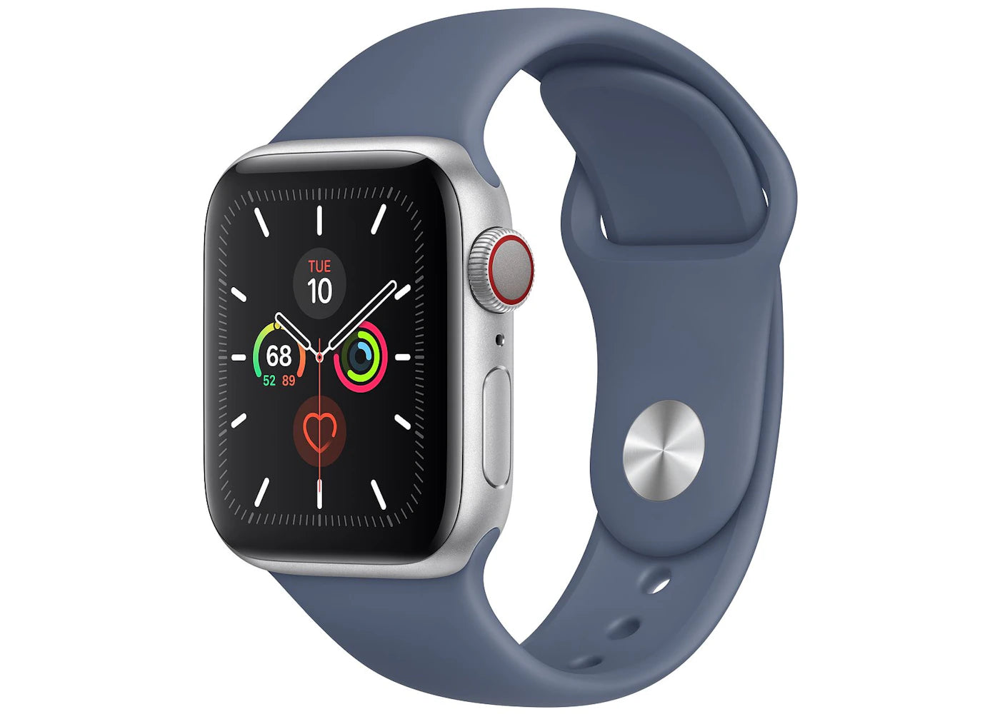 Apple Watch Series 5 GPS + Cellular 40mm Silver Aluminum with Alaskan Blue Sport Band A2094