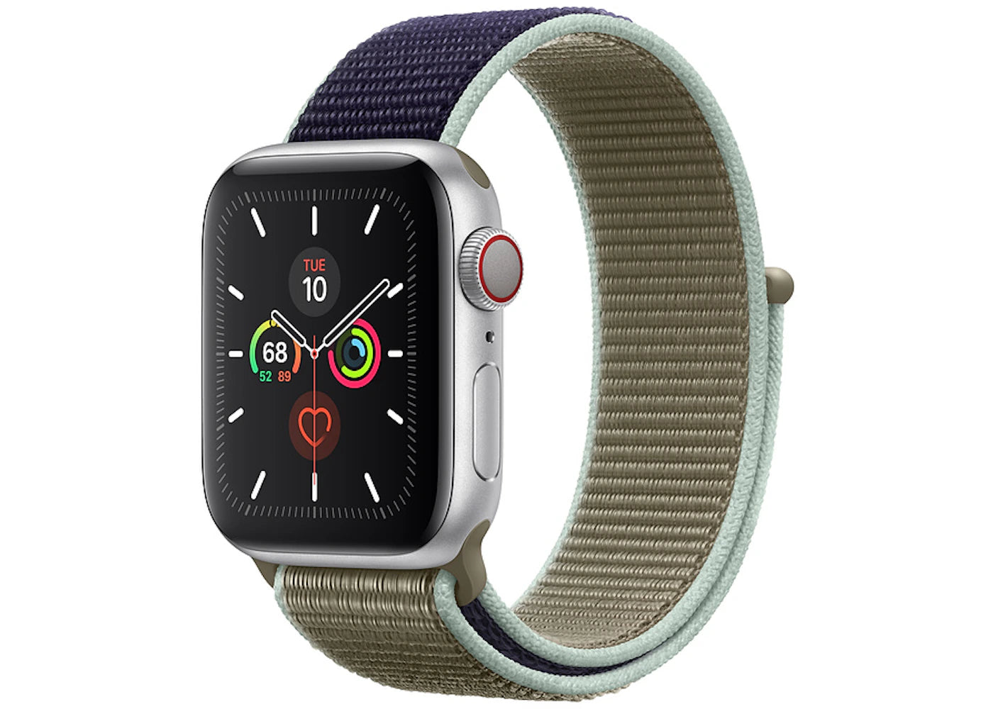 Apple Watch Series 5 GPS + Cellular 40mm Silver Aluminum with Khaki Sport Loop A2094