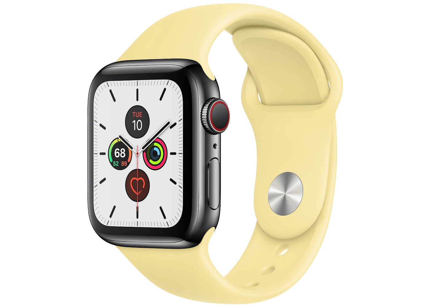 Apple Watch Series 5 GPS + Cellular 40mm Space Black Stainless Steel with Lemon Cream Sport Band A2094