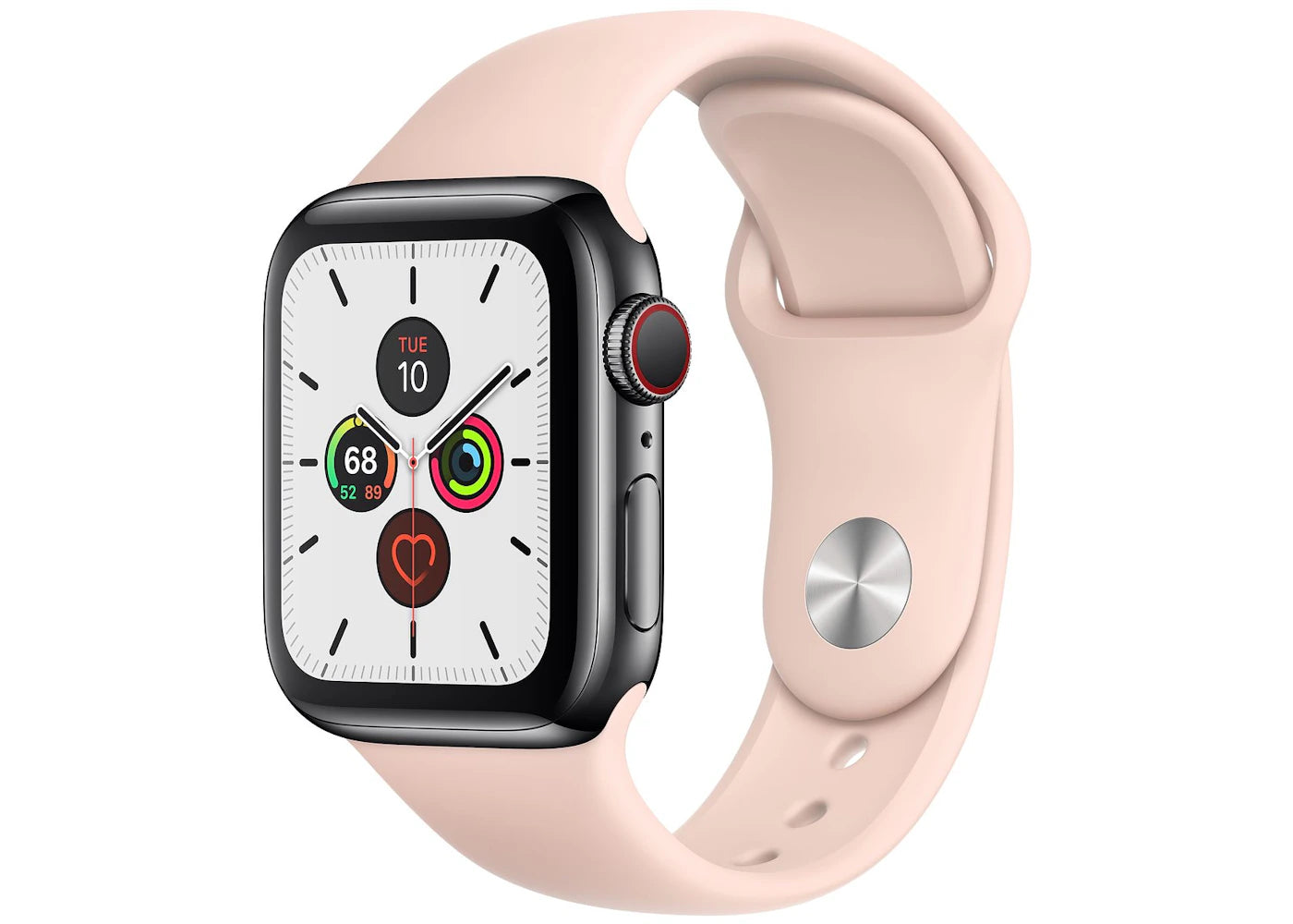 Apple Watch Series 5 GPS + Cellular 40mm Space Black Stainless Steel with Pink Sand Sport Band A2094