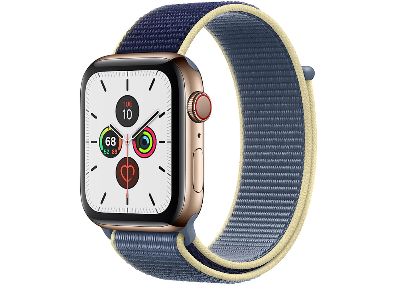 Apple Watch Series 5 GPS + Cellular 44mm Gold Stainless Steel with Alaskan Blue Sport Loop A2095